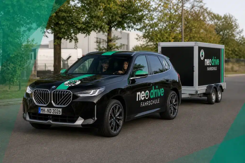Fahrschule Neo Drive Fahrschulwagen mit Anhänger für Klasse BE